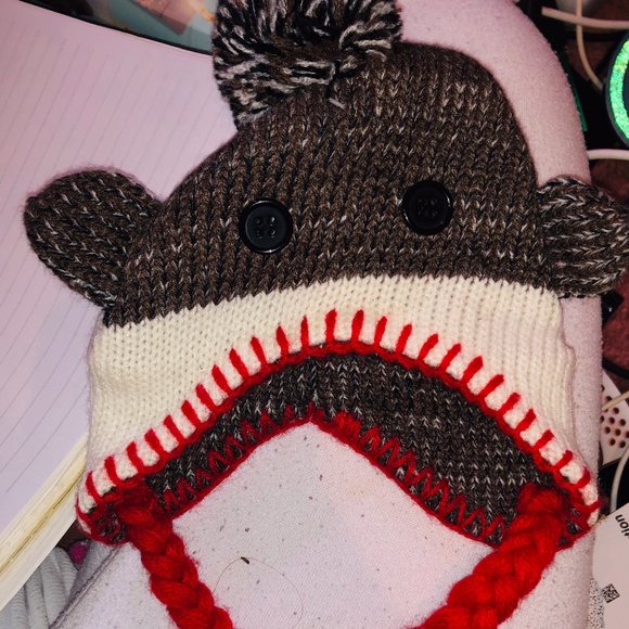 Sock Monkey Knit Dog Hat - Top Paw Size Small - Picture 2 of 5